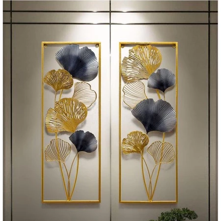 Wall Decor Premium ALMAHERA Ginko Gold 85x31cm Hiasan Dinding Frame 1 ALMAHERA PROJECT TERLARIS PREMIUM WallDecor Hiasan Dinding Frame Metal Gold Daun Leaf Ginko / WALL Decor Nordic 85x31 Cm