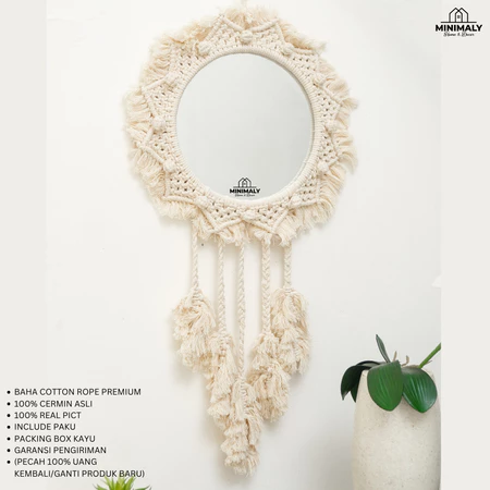 Cermin Macrame Rumbai CM06-CM07 | Cermin Dinding Gantung Estetik 1 Cermin Macrame Rumbai (CM06-CM07) Cermin Dinding Cermin Gantung Pajangan Dinding Hiasan Dinding Kaca Dinding Kaca Gantung