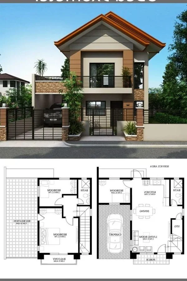 18 Contoh Denah Rumah Lengkap 1 - 3 Lantai yang Siap Bangun 8 Contoh Denah Rumah 2 Lantai Ada Balkon