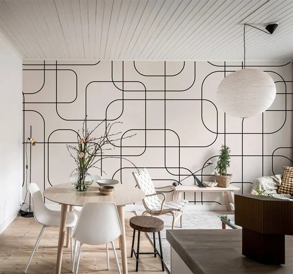 15 Wallpaper Dinding Ruang Makan Minimalis Terbaik 6 Wallpapar Garis Tidak Beraturan yang Menawan Ruang makan